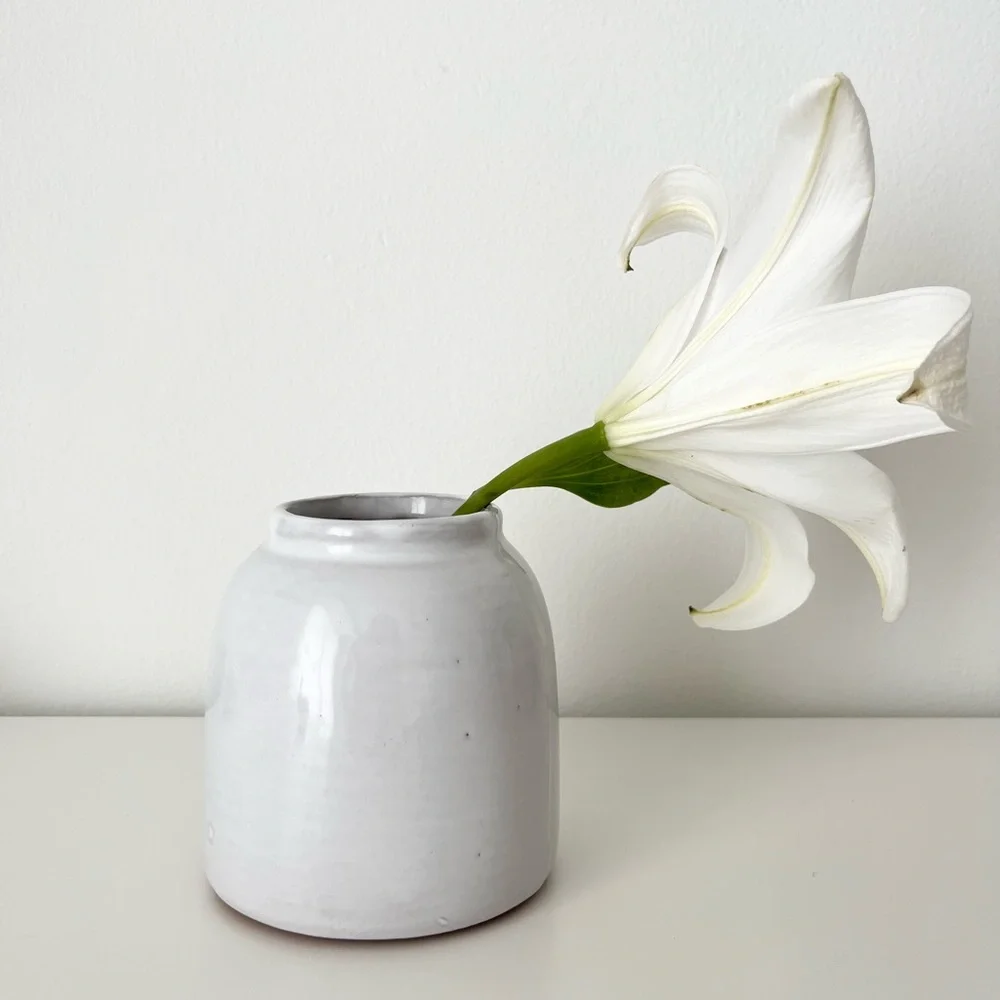 Handmade Pottery Ceramic Vase Gray Round Rustic Country from Brooklyn NYC's Leif